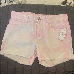 Old Navy Pink and White Tie-Dye Jean Shorts